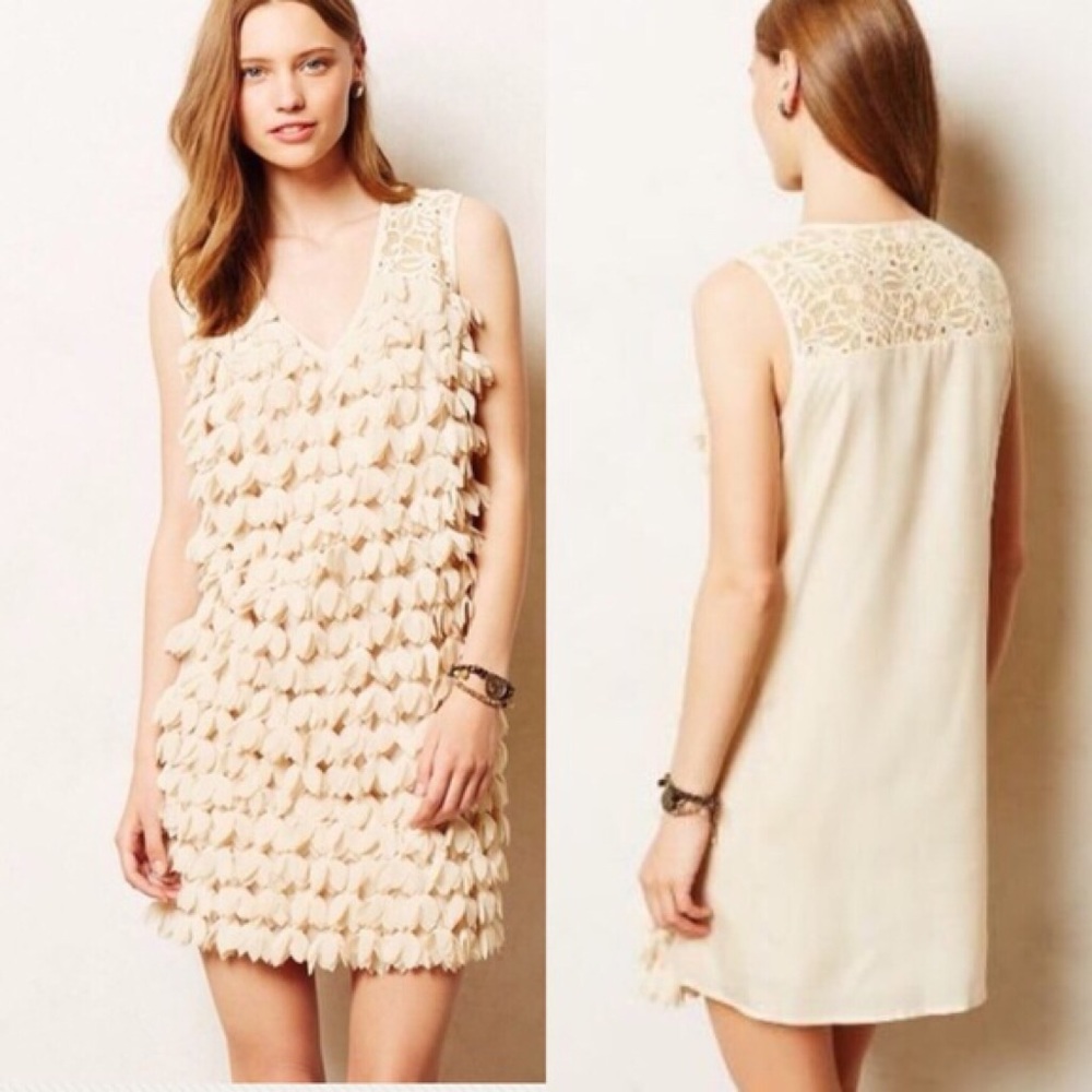 Anthropologie Shift Dress / Champagne & Strawberry